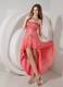 Cheap Watermelon High-low Dress for Prom with Sequins and Layers