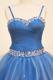 Royal Blue Spaghetti Straps Quinceanera Dress with Capelet Beading