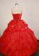 Hot Sale Red Strapless Quinceanera Gowns with Silver Appliques