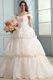 Off The Shoulder A-line Appliques and Pick-ups Organza Wedding Dress