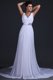 V-neck Chiffon Empire Court Train Wedding Dress with Beading