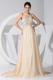 Asymmetrical Beaded Decorate Champagne Prom Evening Dress