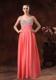 Beaded Decorate Straps and Bust Ruch Watermelon Red Chiffon Floor-length 2013 Prom / Evening Dress