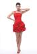 One Shoulder Hand Made Flowers Short Ruche Red Evening Dress