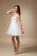 White Sweetheart Mini-length Hand Made Flowers Evening Dress