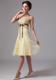 Light Yellow Beading and Sash Knee-length Prom Dress For Evening