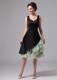 Black and Green Straps Ruffles Layered Knee-length Evening Dress