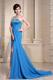 Pretty Asymmetrical Neckline and Sequins Bodice Prom Dresses