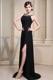 Little Black Bateau Beading and High Slit Prom Dresses Discount