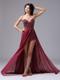 Pretty High-low Beaded V-neck Chiffon Zipper-up Prom Dresses