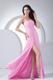 Pink Beading and Ruching Decorate Bodice High Slit Prom Dress