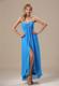 Aqua Blue Corset Back High Slit Column Prom Dresses for Cheap