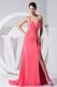 Rose Pink One Shoulder with Beadings Empire Sweep Train Prom Dress