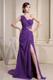 One Shoulder Brush Train Prom Dresses with Beadings and Waist