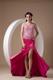 Sweet Fuchsia Column Evening Dress Scoop Elastic Woven Satin Appliques Brush Train