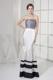 Floor-length Mermaid Prom Gown with Black and White Stripes