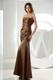 Mermaid Strapless Prom Dress in Brown Decorated with Ruching