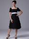 Tiered Skirt Square Black Wedding Party with Short Sleeves