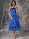 Blue Princess Homecoming Dress with Tulle Hem and Bowknot