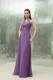 Empire Purple V-neck Bridesmaid Dress Ruched Floor-length
