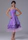 Lavender Prom Cocktail Dress with Tea-length and Ruffles Layers