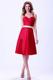 Wine Red Chief Bridesmaid Dress with White Belt Knee-length