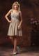 Ruche Decorate Knee-length Grey Prom Dress With Straps Neckline