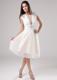 Unique Scoop Tea-length Beading 2013 White Cocktail Dresses
