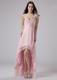 Cute Beading Pink Spaghetti Straps Empire High-low Cocktail Dresses
