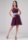 Dark Purple One Shoulder 2013 Cocktail Dress With Sash and Ruching