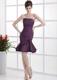 Dark Purple Prom / Cocktail Dress With Ruched Knee-length For Custom Made