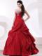 Strapless Wine Red A-line Quinceanera gown dresses with Pick-Ups and Beading