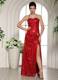 Custom Made Slit Paillette Over Skirt 2013 Celebrity Prom Celebrity Dress With Red