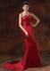 Custom Made Red Mermaid Brush Train Strapless For 2013 Celebrity Dress