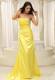 Gorgeous Yellow Strapless Ruching and Beading Prom Celebrity Dress