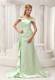 Off The Shoulder Yellow Green Brush Train Ruched Celebrity Dress 2013