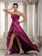 Wine Red A-line Strapless Asymmetrical Taffeta Sequins Prom Dress