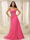 Elegant Rose Pink Sweetheart Ruched Bodice Appliques Celebrity Dress