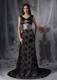 Exclusive Black Column V-neck Evening Dress Lace Beading Court Train
