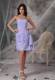 Lilac Column Sweetheart Ruched Beaded Short Chiffon Bridemaid Dress