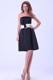 Hand Flower Black Knee-length Bridemaid Dress With White Belt