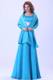 Blue Strapless Sash Bridemaid Dress With Brush Train Satin A-line