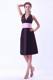 A-line Halter Brown Bridesmaid Dress With Pink Belt Knee-length Taffeta