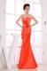 Orange Red Spaghetti Straps 2013 Bridemaid Dress with Hand Flower