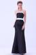 Black Satin Strapless Bridesmaid Dress With White Belt Ankle-length