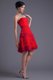 A-line Red Strapless Mini-length Chiffon Ruching Evening Dress