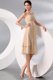 Champagne Sweetheart Knee-length Chiffon Evening Dress with Ruching