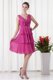 Empire V-neck Knee-length Fuchsia Chiffon Ruching Evening Dress