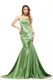 Mermaid One Shoulder Olive Green Evening Dress with White Appliques