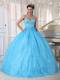 Baby Blue Sweetheart Quinceanera Dress with Appliques Bust
